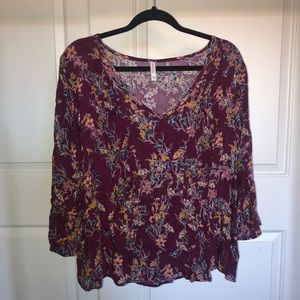 Floral Bell Sleeve Top